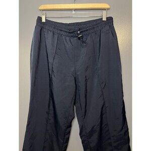 Oleg Cassini Sport Pants Mens Large Blue Track Elastic Waist Side Stripe Nylon